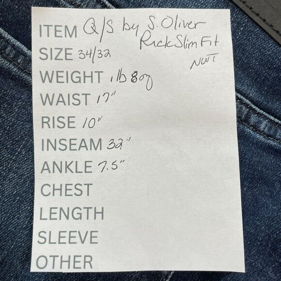 Q/S by S. Oliver Jeans Men’s 34X32 Blue Medium Wash RICK SLIM FIT Distressed NEW - Picture 11 of 11